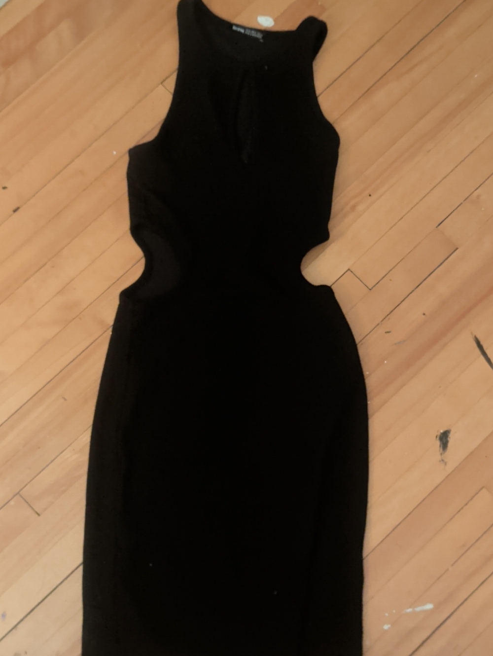 Bershka Black Cutout Midi Bodycon Dress
